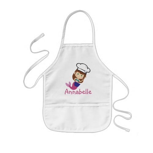 Pink Mermaid Chef with Bowl  Personalize Kids Apron