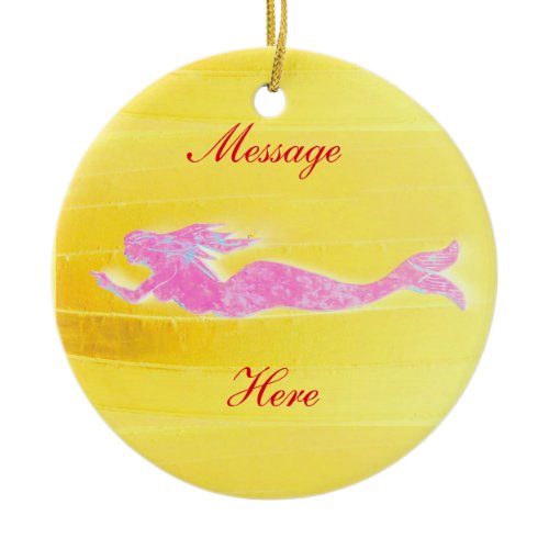 pink mermaid customized ceramic ornament