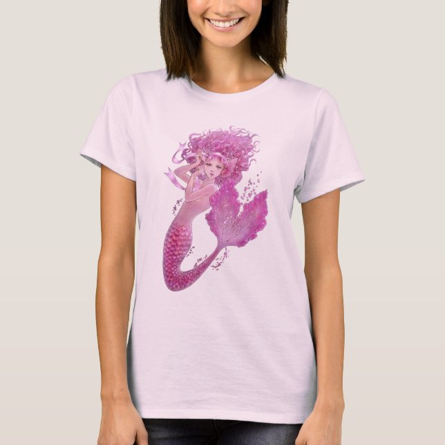 Pink Mermaid Fantasy Baby Doll T-shirt (Front)