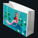 Pink Mermaid Gift Bag<br><div class="desc">A sweet little Mermaid sitting on a stone surrounded by water lilies. A cute design with beautiful illustrations by Ulla at mermaid.fi (that’s me!). Perfect for all little girls or also bigger ones as a birthday gift, or for anyone who loves the summer and sea and life on the beach....</div>