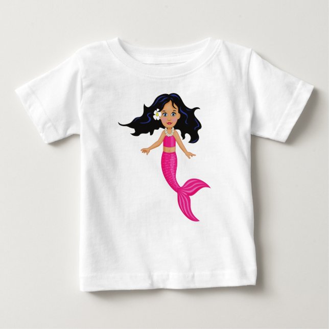 Pink Mermaid girl art Baby T-Shirt (Front)