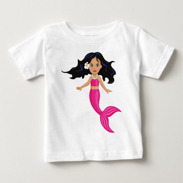 Pink Mermaid girl art Baby T-Shirt (Front)