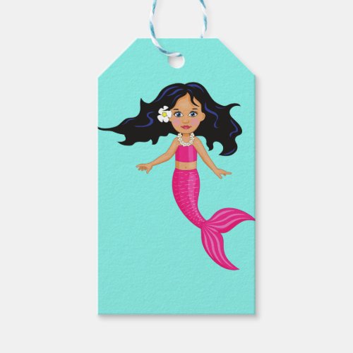 Pink Mermaid girl art Gift Tags