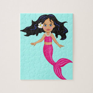 Pink Mermaid girl art Jigsaw Puzzle