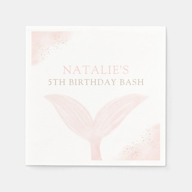 Pink Mermaid Girl Birthday Party Napkins (Front)