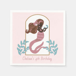 Pink Mermaid Girls Birthday Party Napkins