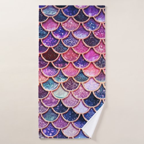 Pink Mermaid Glitter Scales_ Mermaid Fish Scales Bath Towel