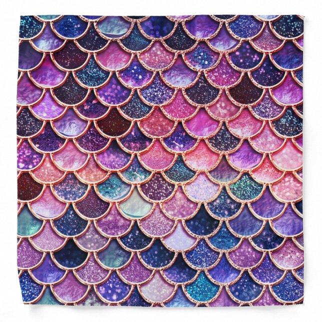 Pink Mermaid Glitter Scales- Mermaid Scales Bandana (Front)