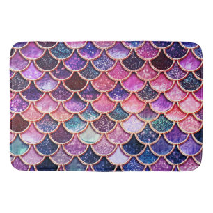 Pink Mermaid Glitter Scales- Mermaid Scales Bathroom Mat