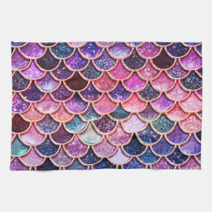 Pink Mermaid Glitter Scales- Mermaid Scales Kitchen Towel