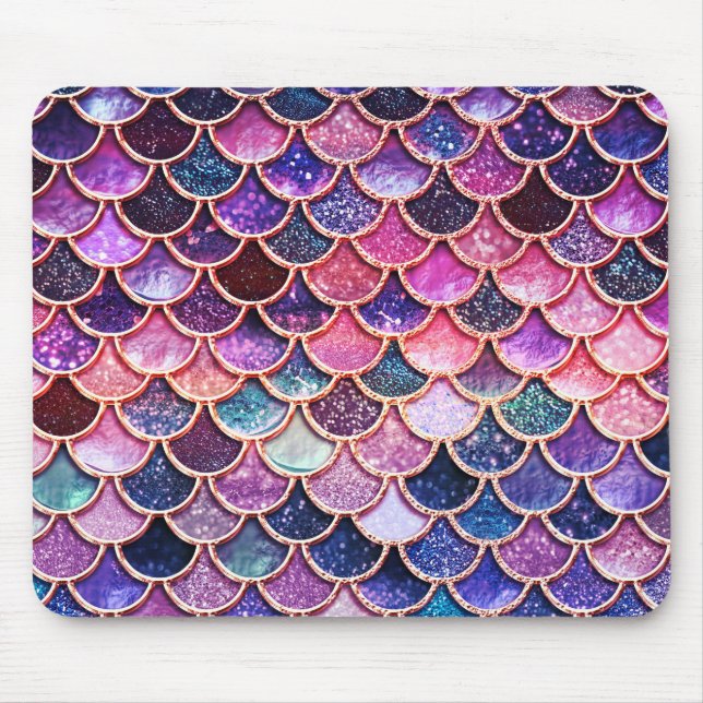 Pink Mermaid Glitter Scales- Mermaid Scales Mouse Pad (Front)