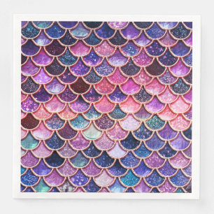 Pink Mermaid Glitter Scales- Mermaid Scales Paper Dinner Napkins
