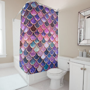Pink Mermaid Glitter Scales- Mermaid Scales Shower Curtain