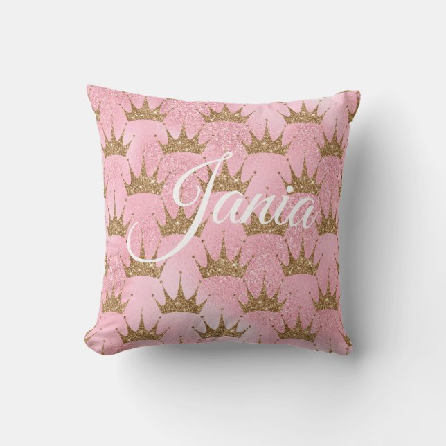 Pink Mermaid Glitter Throw Pillow (Front)