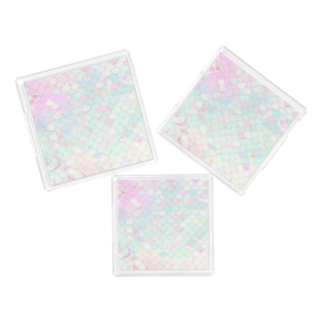 Pink Mermaid Home Decor Acrylic Tray (Set)