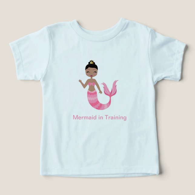 Pink Mermaid in Training Toddler T-shirt (Design Front)