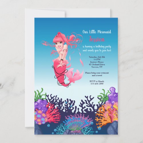 Pink Mermaid Invitation