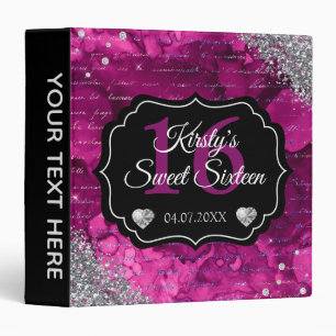 Pink Mermaid Letters Sweet 16 Photo Album 3 Ring Binder