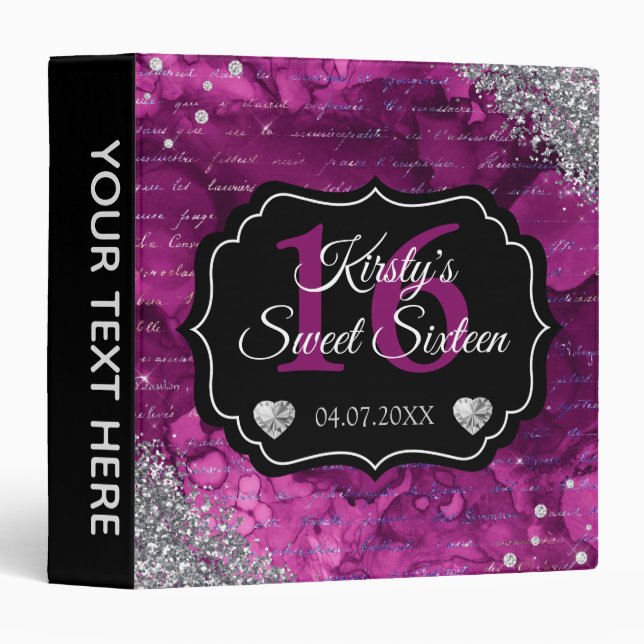 Pink Mermaid Letters Sweet 16 Photo Album 3 Ring Binder (Front/Spine)