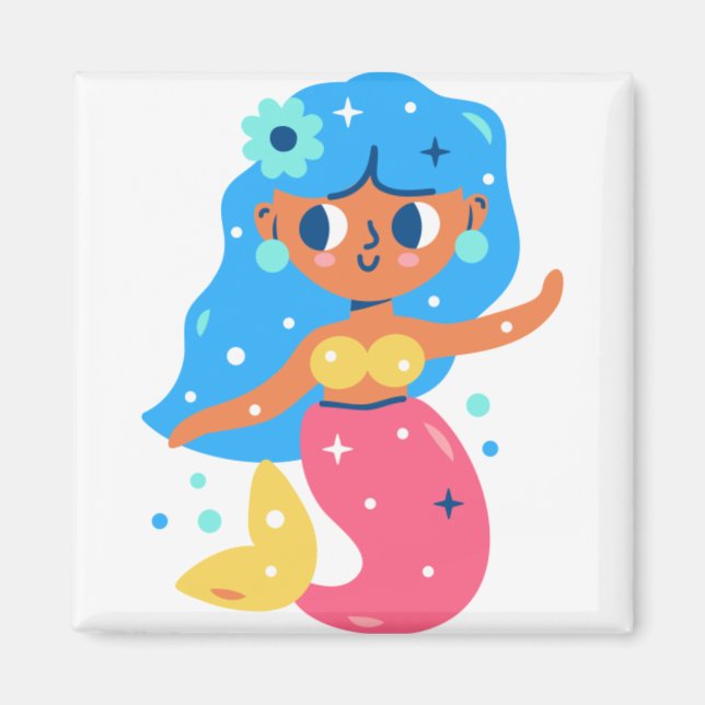Pink mermaid magnet (Front)