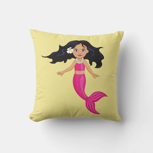 Pink mermaid mystical creature girl's room throw pillow (Front)