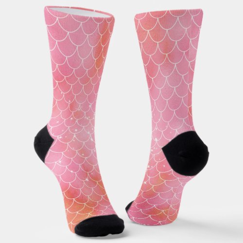 Pink Mermaid Pattern Socks