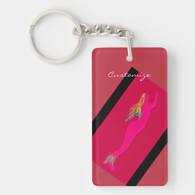 pink mermaid rising keychain (Front)