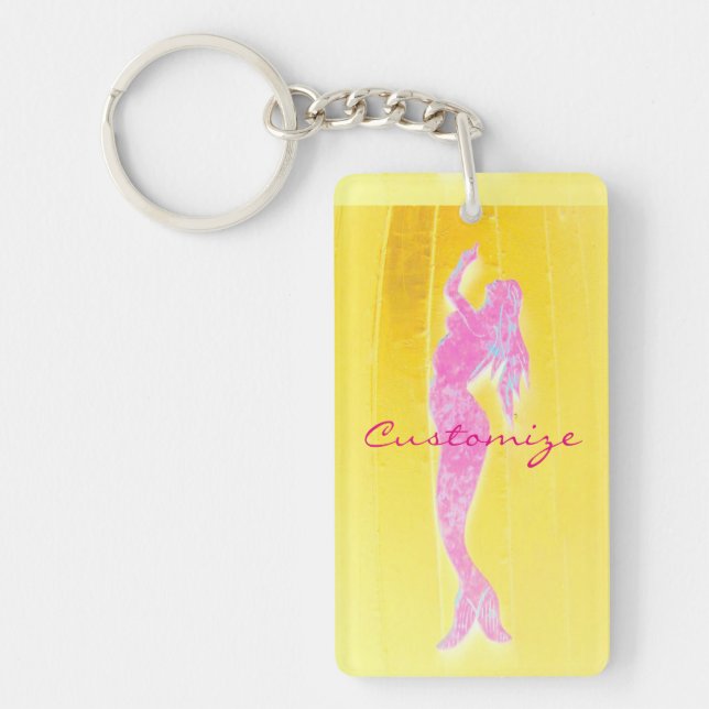 pink mermaid rising keychain (Front)