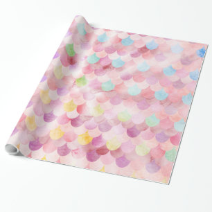 Pink Mermaid Scales Mermaid Fish Scales Pattern Wrapping Paper