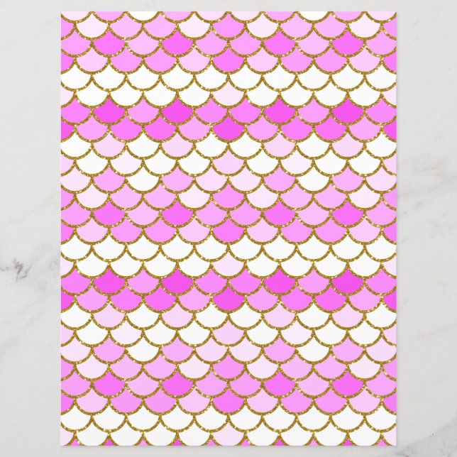 Pink Mermaid Scales Scrapbook Paper (Front)