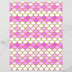 Pink Mermaid Scales Scrapbook Paper