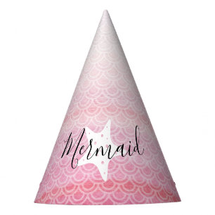 Pink Mermaid Starfish Birthday Party Hat