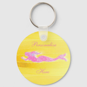 pink mermaid swimming underwater customized keychain