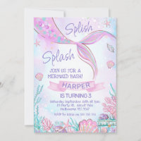 Pink Mermaid Tail Under The Sea Birthday