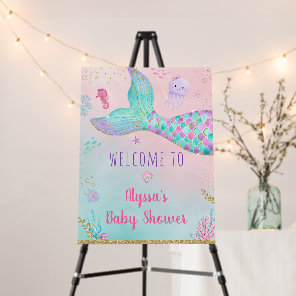 Pink Mermaid Under The Sea Baby Shower Welcome Foam Board