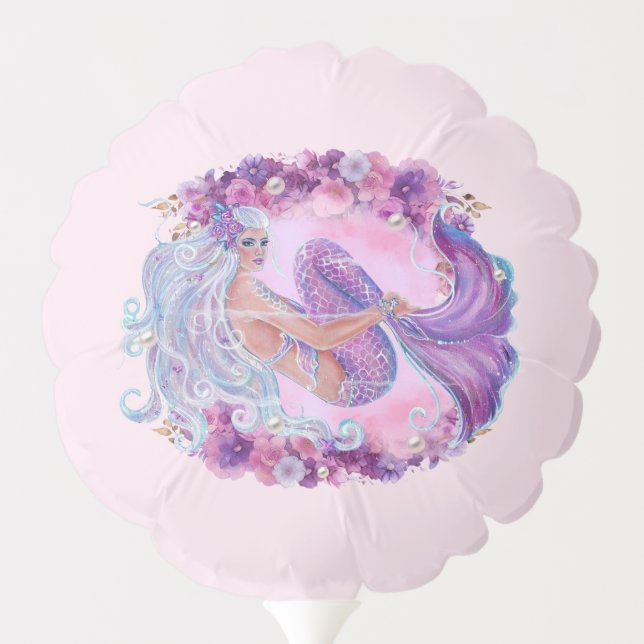 Pink mermaid unique  balloon (Back)
