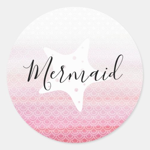 Pink Mermaid with Starfish Birthday Stickers