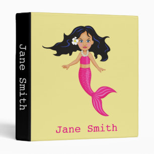 Pink mermaid young girl's student folder