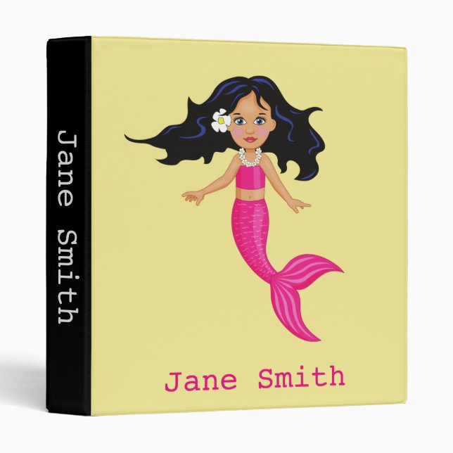 Pink mermaid young girl's student folder (Front/Spine)