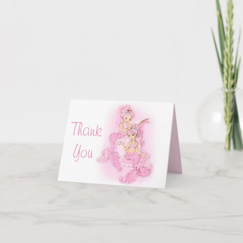 Pink Mermaids Bridal Party Thank You Card