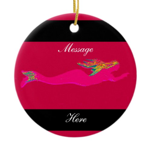 pink mermaids customized ceramic ornament
