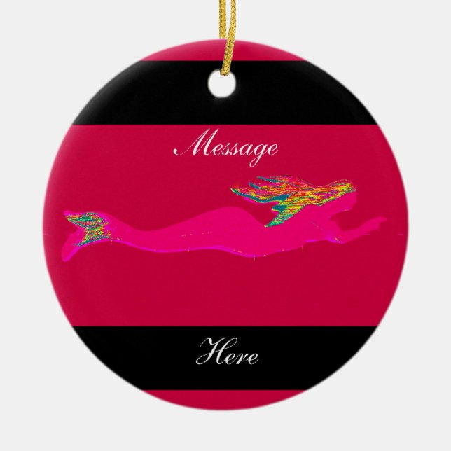 pink mermaids customized ceramic ornament (Front)