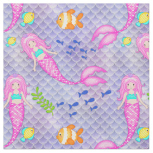 Pink Mermaids Fabric