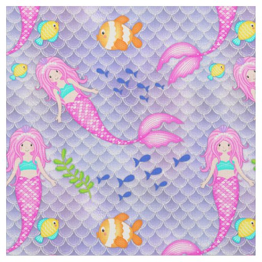 Pink Mermaids Fabric