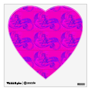 pink mermaids heart wall decal