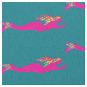 pink mermaids pattern any color fabric