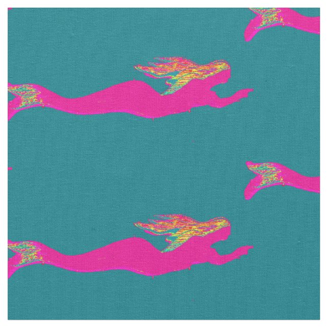pink mermaids pattern any color fabric (Close Up)