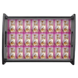 pink mermaids pattern serving tray