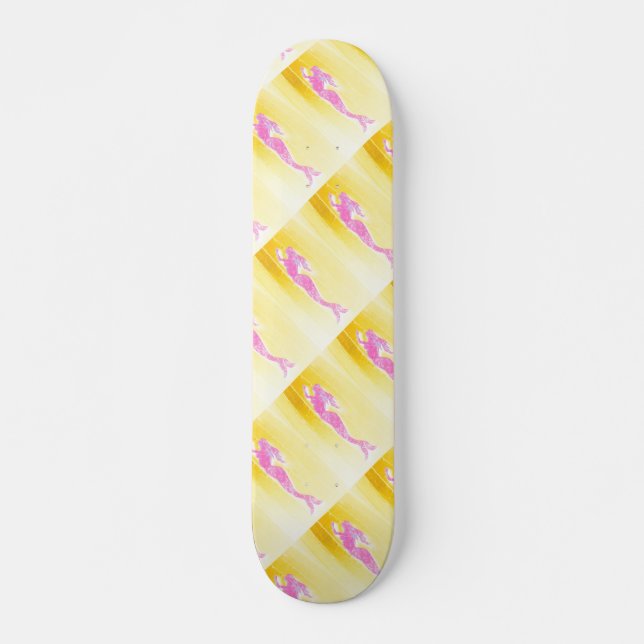 pink mermaids skateboard deck (Front)