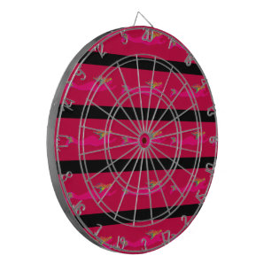 pink mermaids swimming red dart board